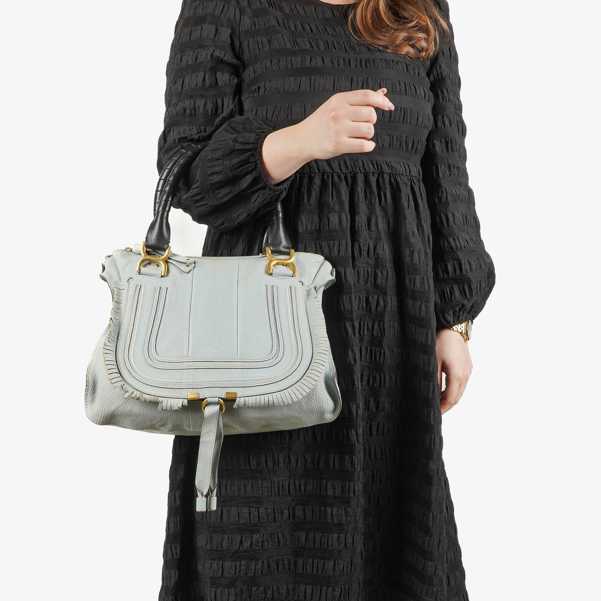 Chloe Marcie Blue Leather Satchel