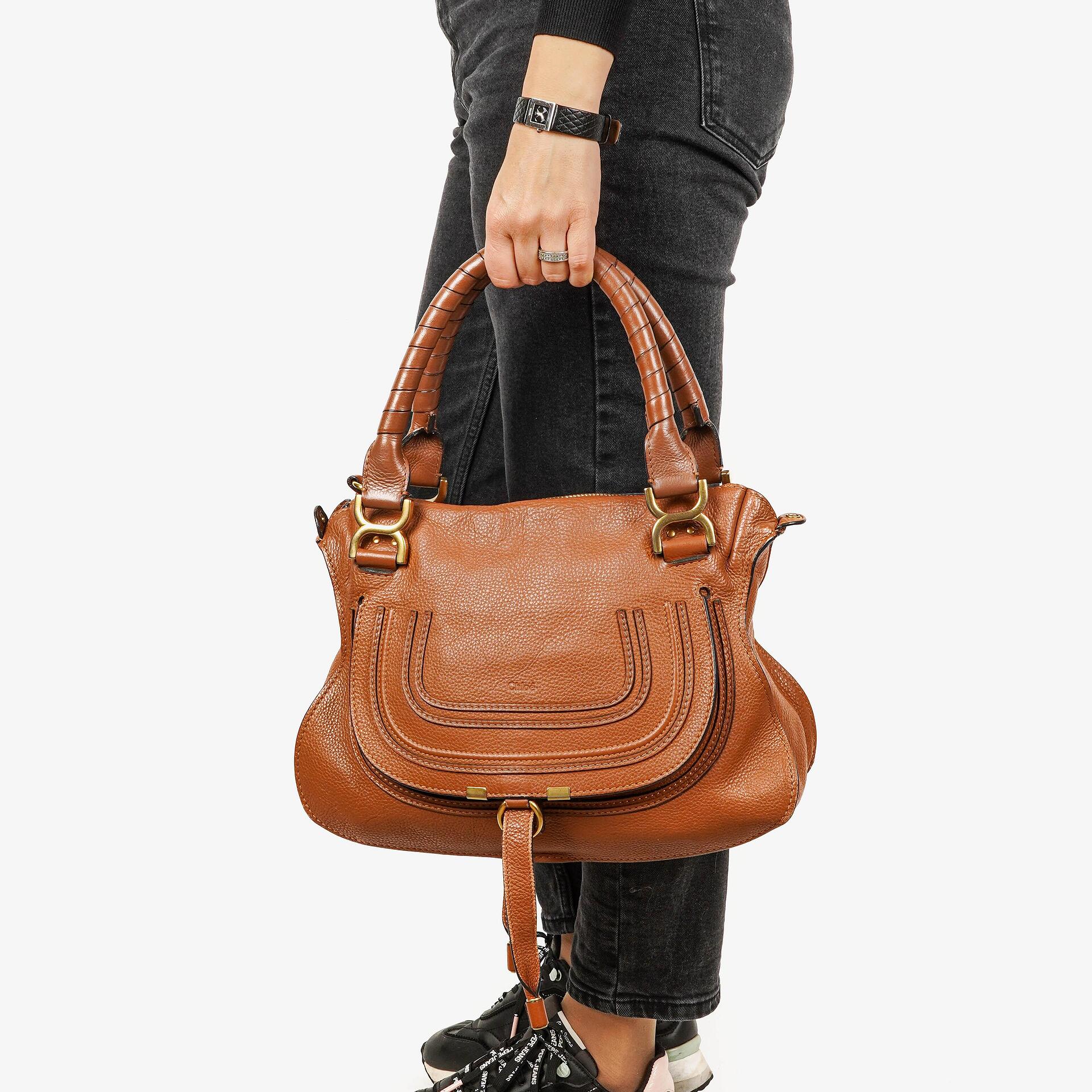 Chloe Marcie Brown Grained Leather Bag