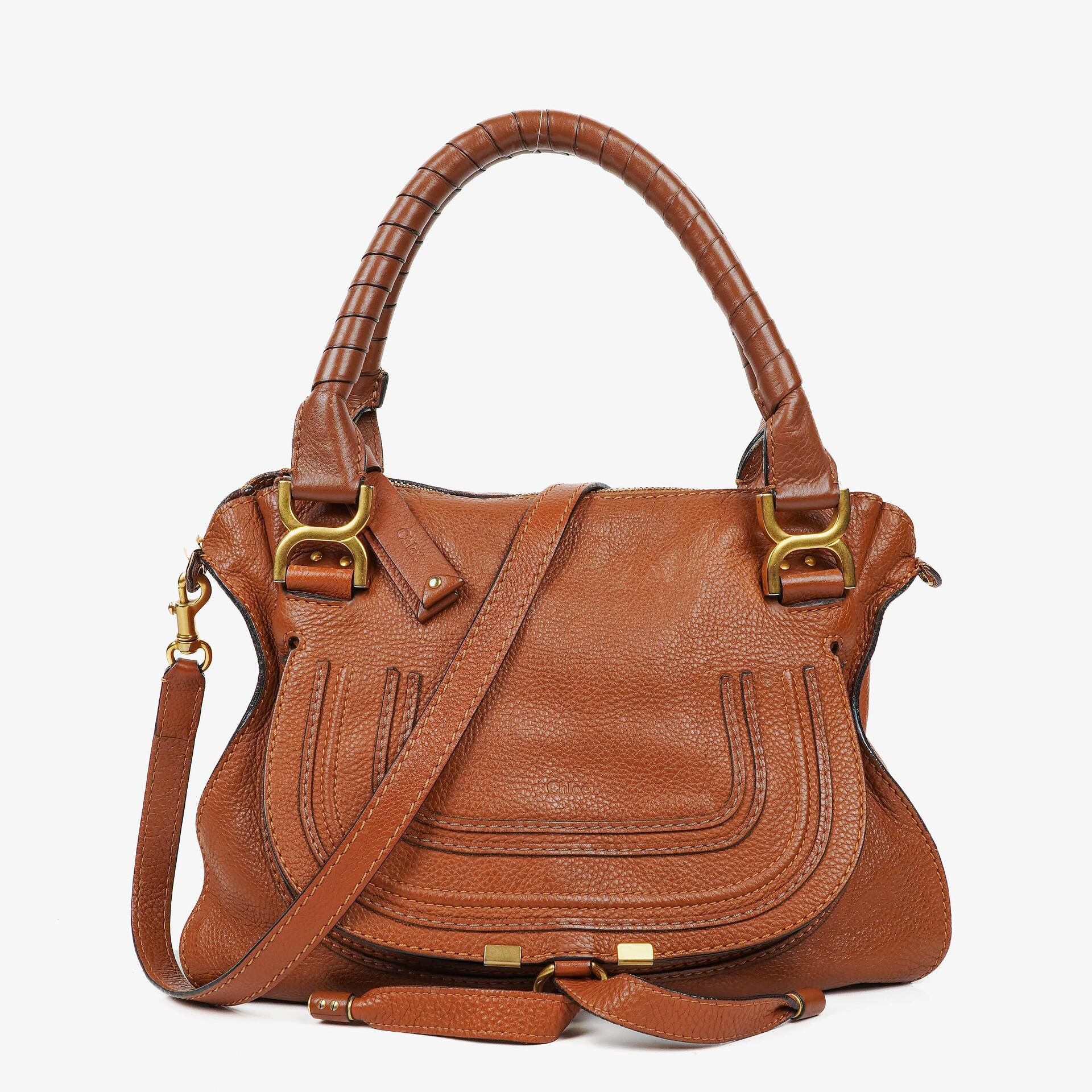 Chloe Marcie Brown Grained Leather Bag