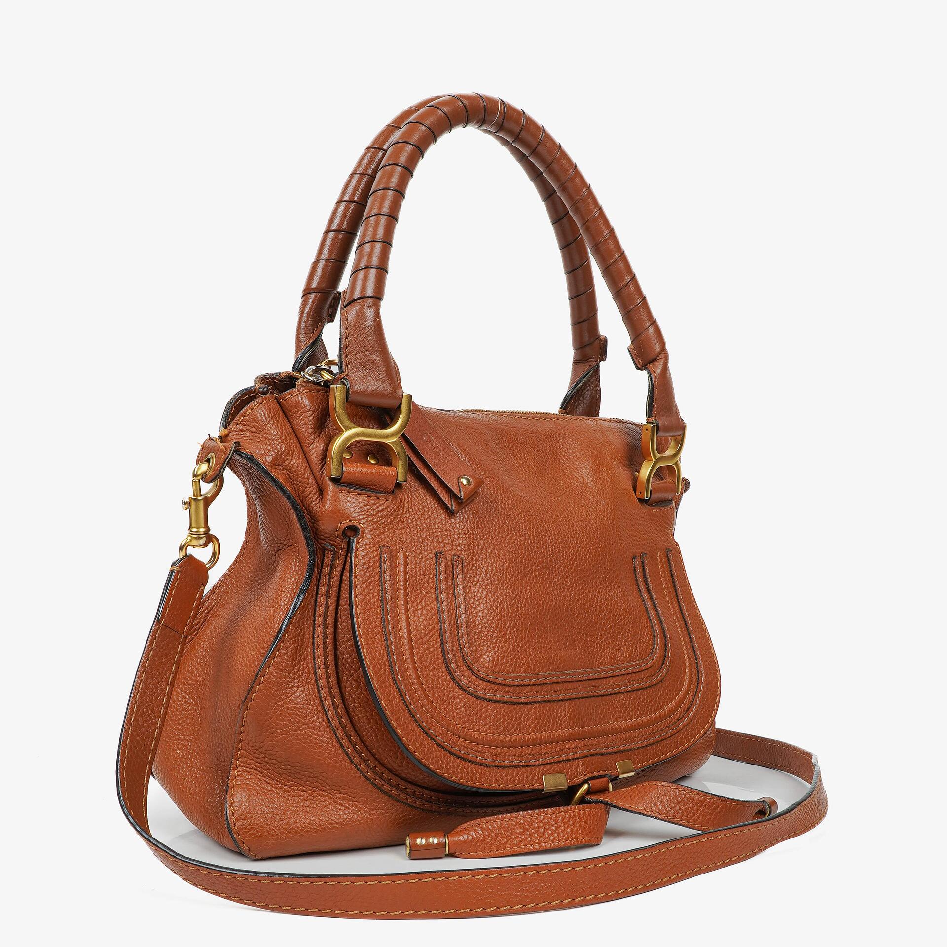 Chloe Marcie Brown Grained Leather Bag