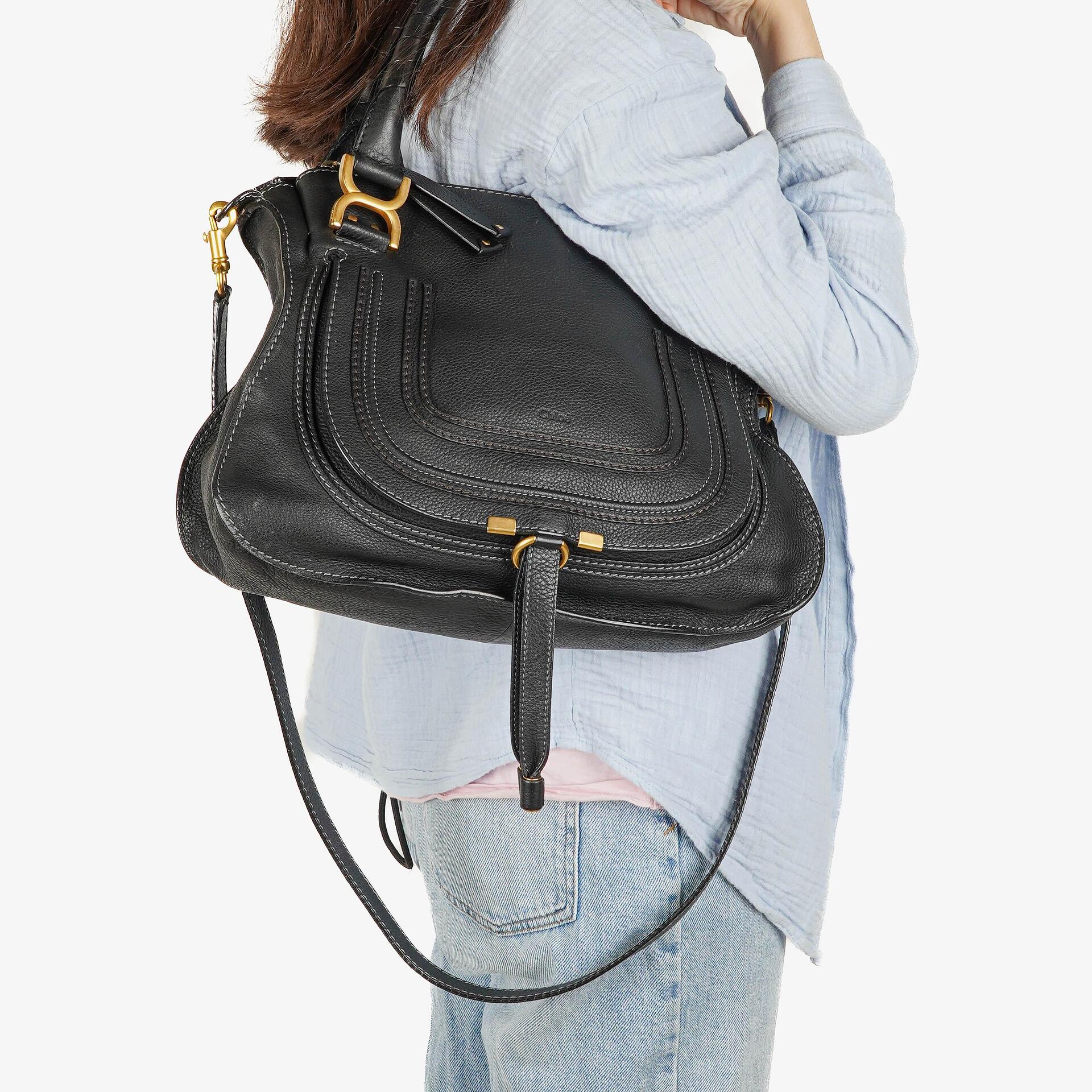 Chloe Marcie Medium Black Leather Satchel