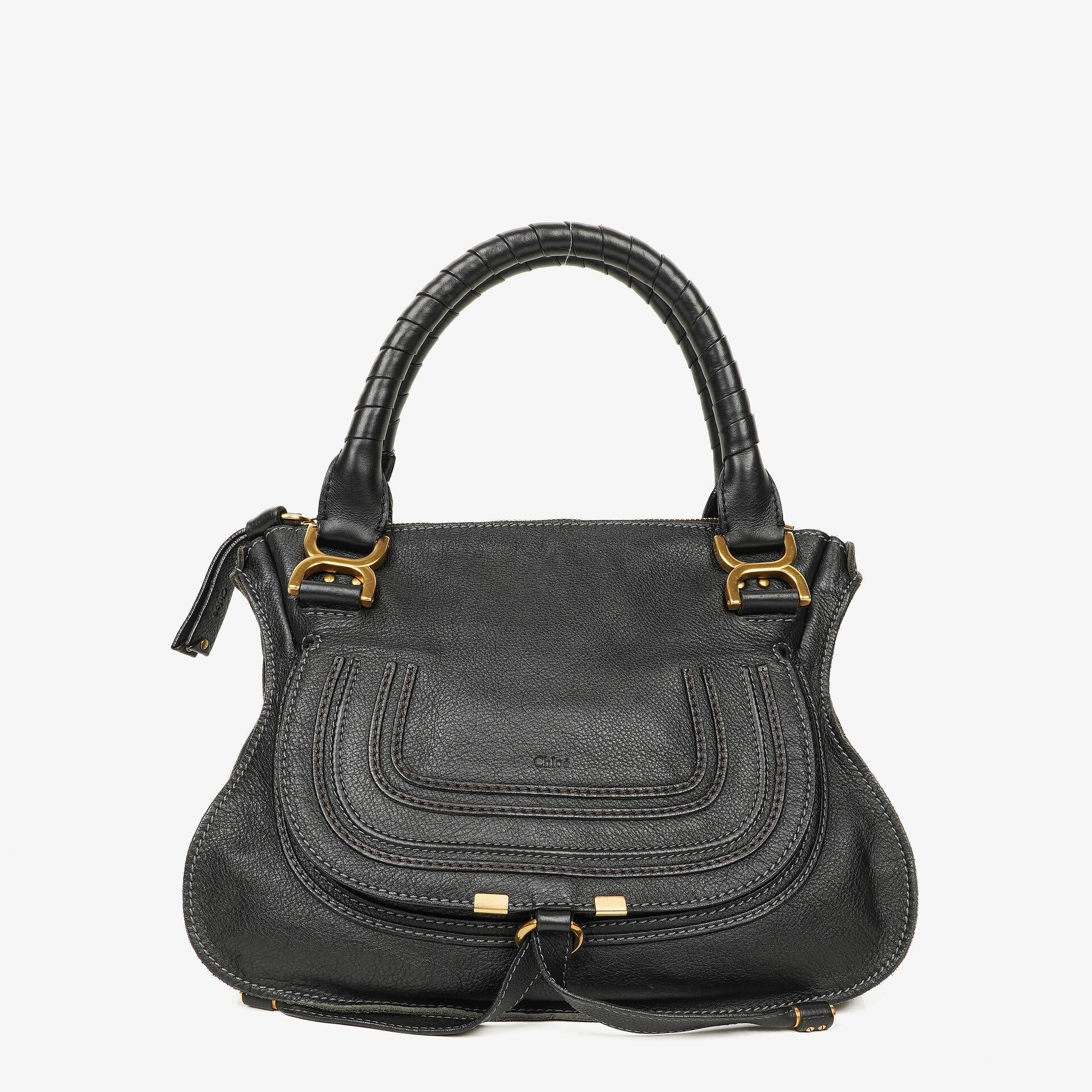 Chloe Marcie Medium Black Leather Satchel