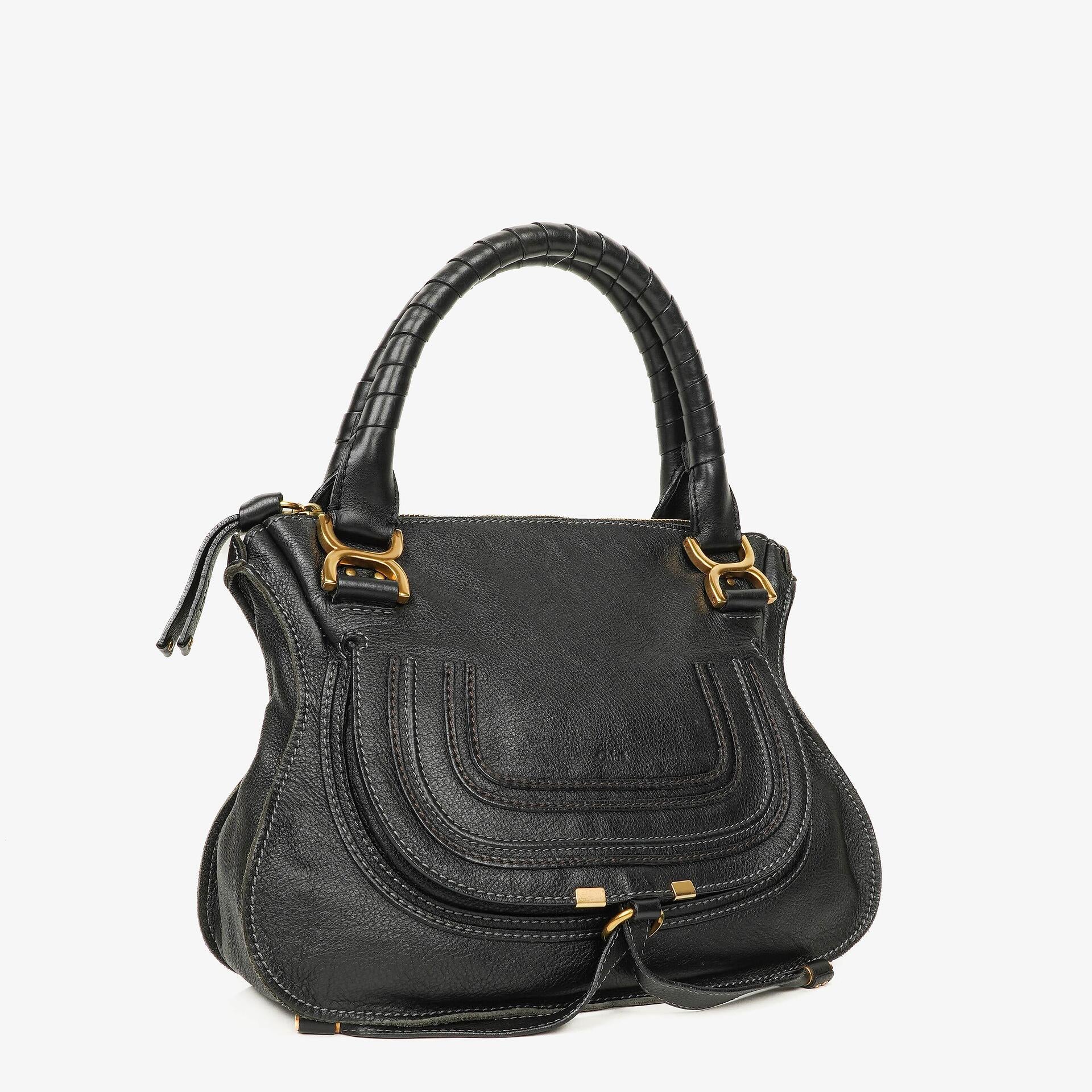 Chloe Marcie Medium Black Leather Satchel