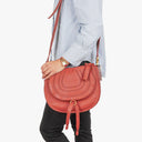 Chloe Marcie Medium Maple Leaf Leather Round Zip Crossbody Bag