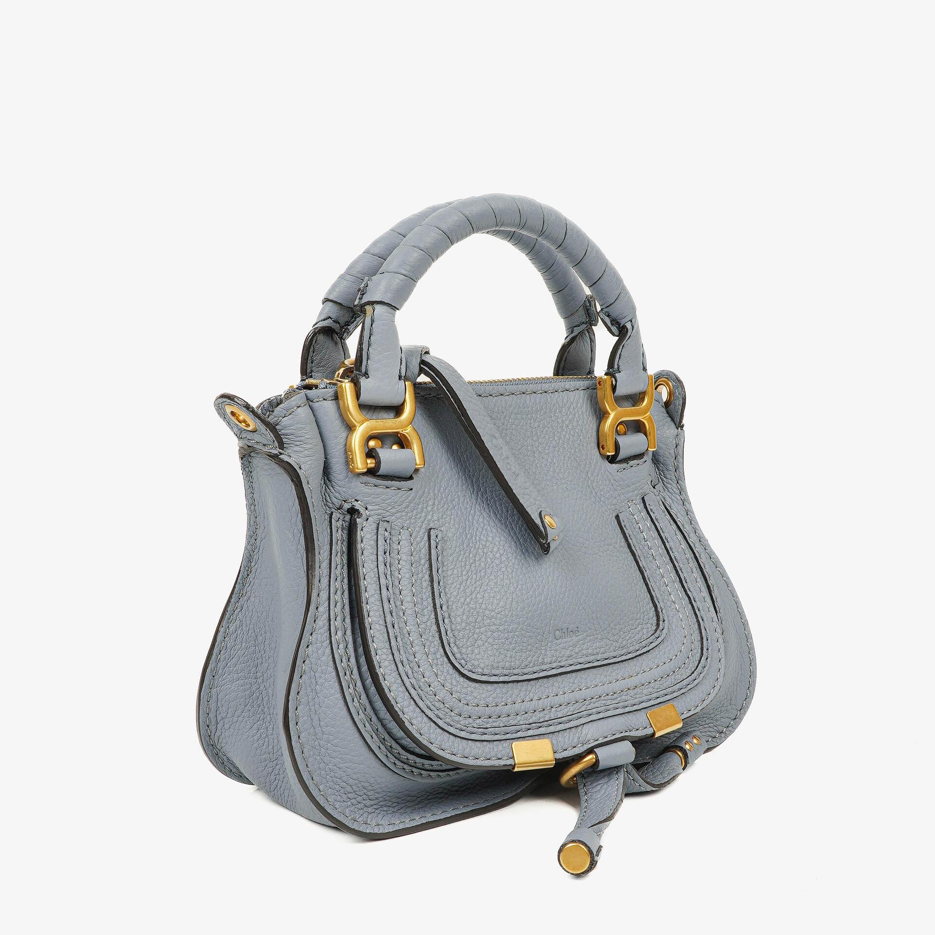 Chloe Marcie Mini Ash Blue Grained Leather Bag