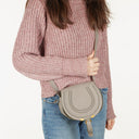 Chloe Marcie Neutral Grey Leather Saddle Crossbody Bag
