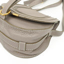 Chloe Marcie Neutral Grey Leather Saddle Crossbody Bag