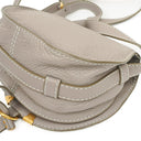 Chloe Marcie Neutral Grey Leather Saddle Crossbody Bag