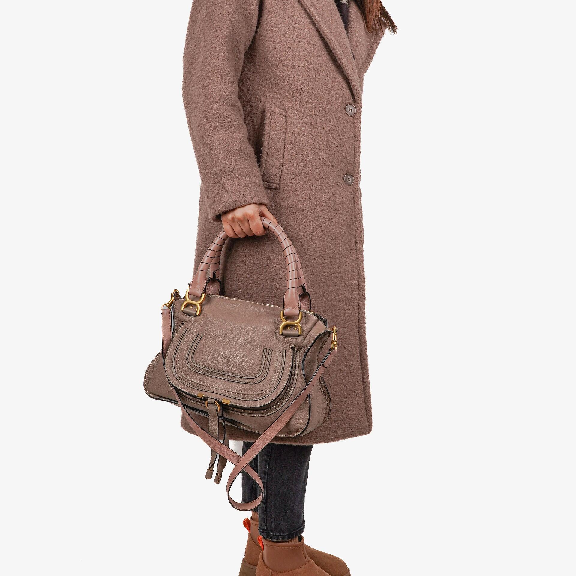 Chloe Marcie Rhino/Dark Odalisque Pink Leather Shoulder Bag
