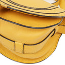 Chloe Marcie Saddle Small Crossbody Bag In Dusty Yellow Pebbled Leather