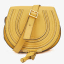 Chloe Marcie Saddle Small Crossbody Bag In Dusty Yellow Pebbled Leather