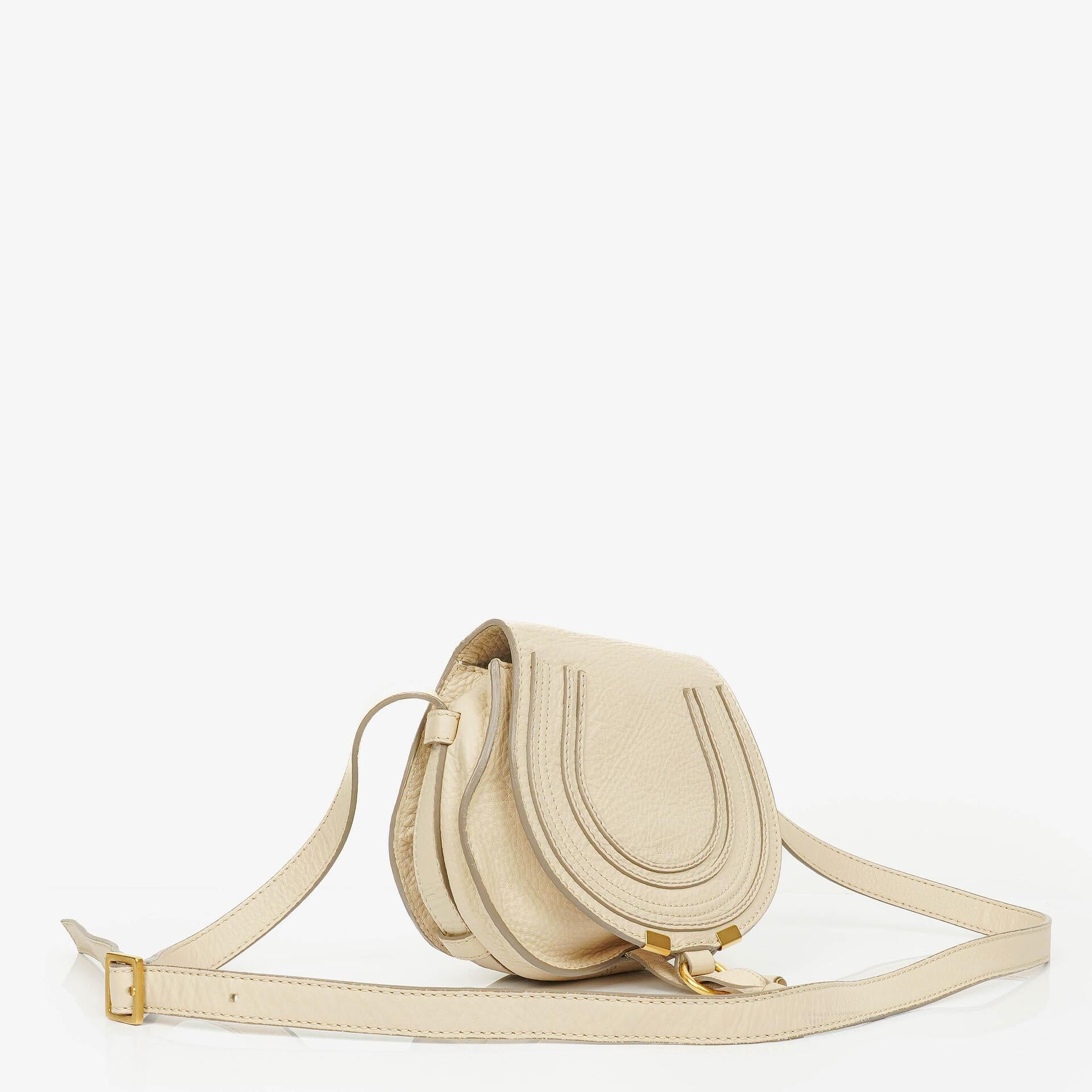 Chloe Marcie Sweet Beige Leather Saddle Crossbody Bag