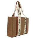 Chloe Medium Woody Wool Tote Bag Brown