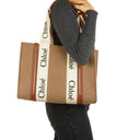 Chloe Medium Woody Wool Tote Bag Brown