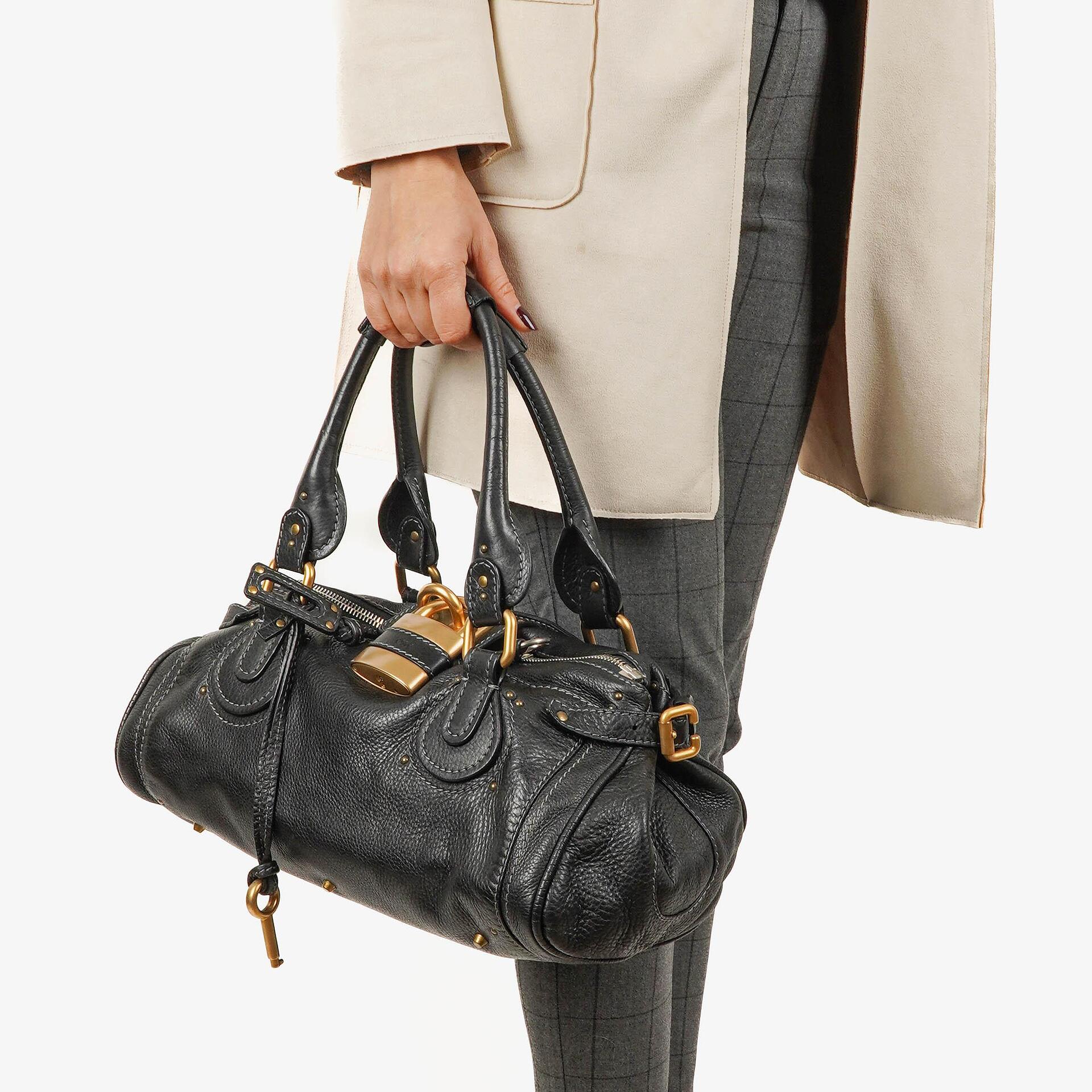 Chloe Paddington Black Calfskin Satchel Bag