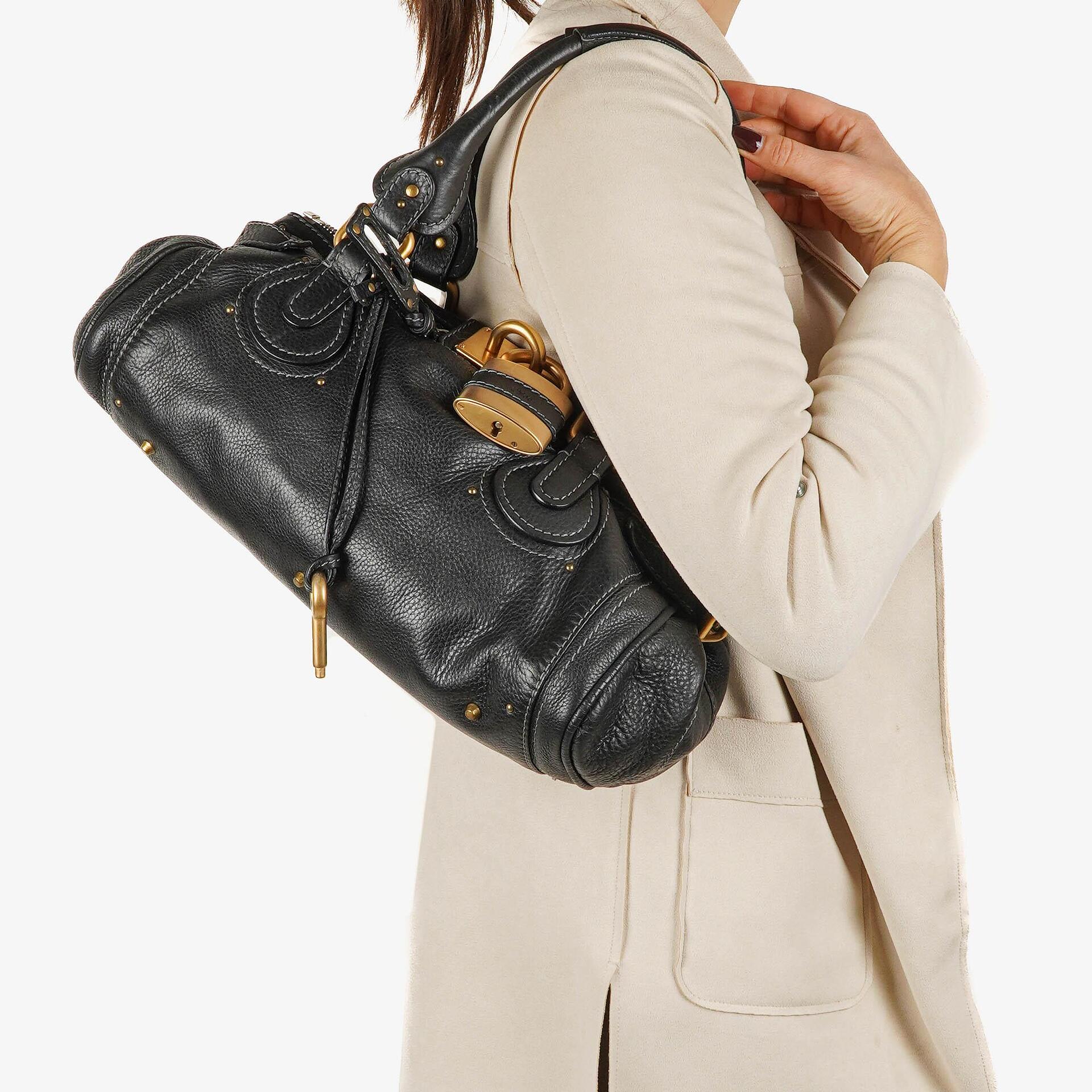 Chloe Paddington Black Calfskin Satchel Bag