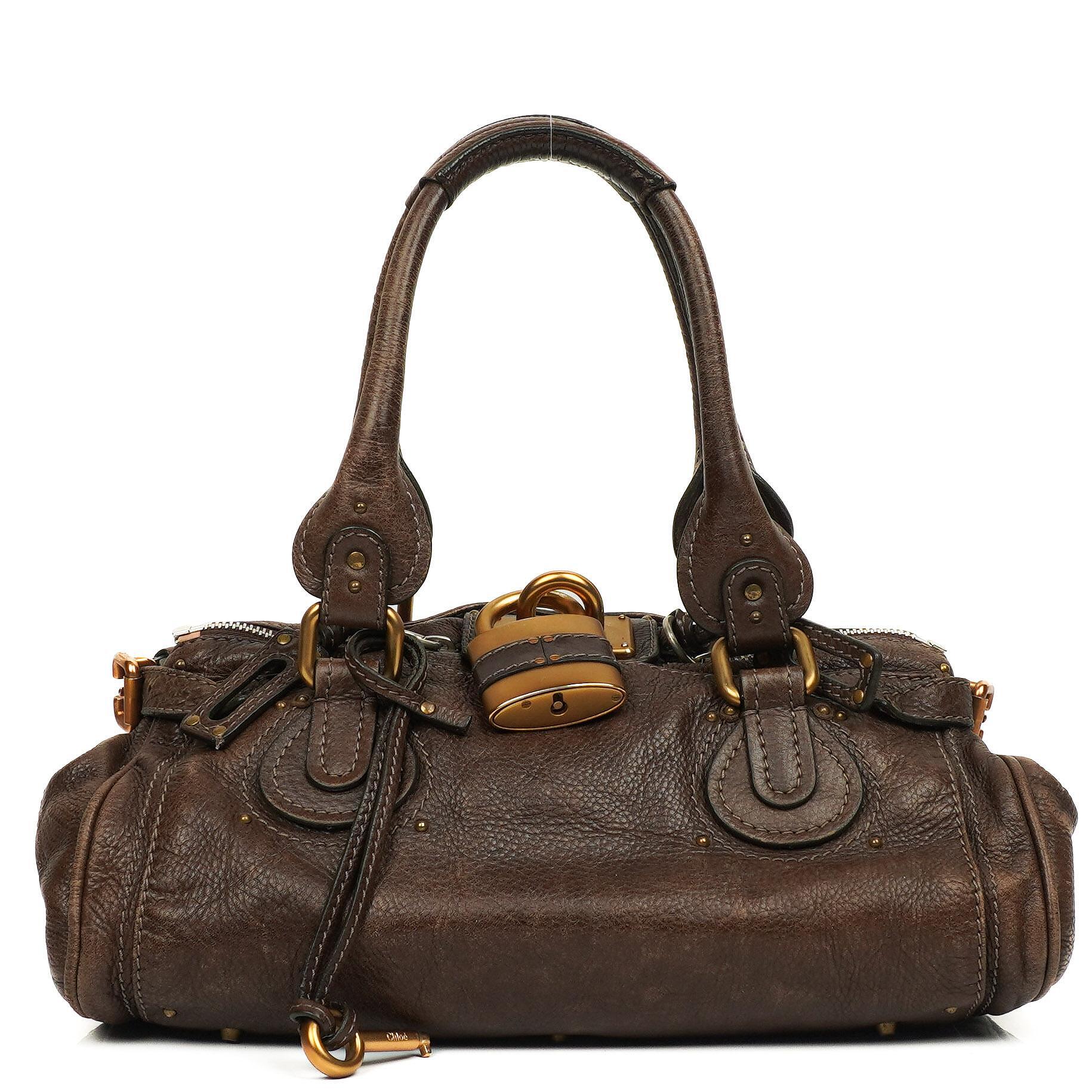 Chloe Paddington Calfskin Satchel Bag Brown