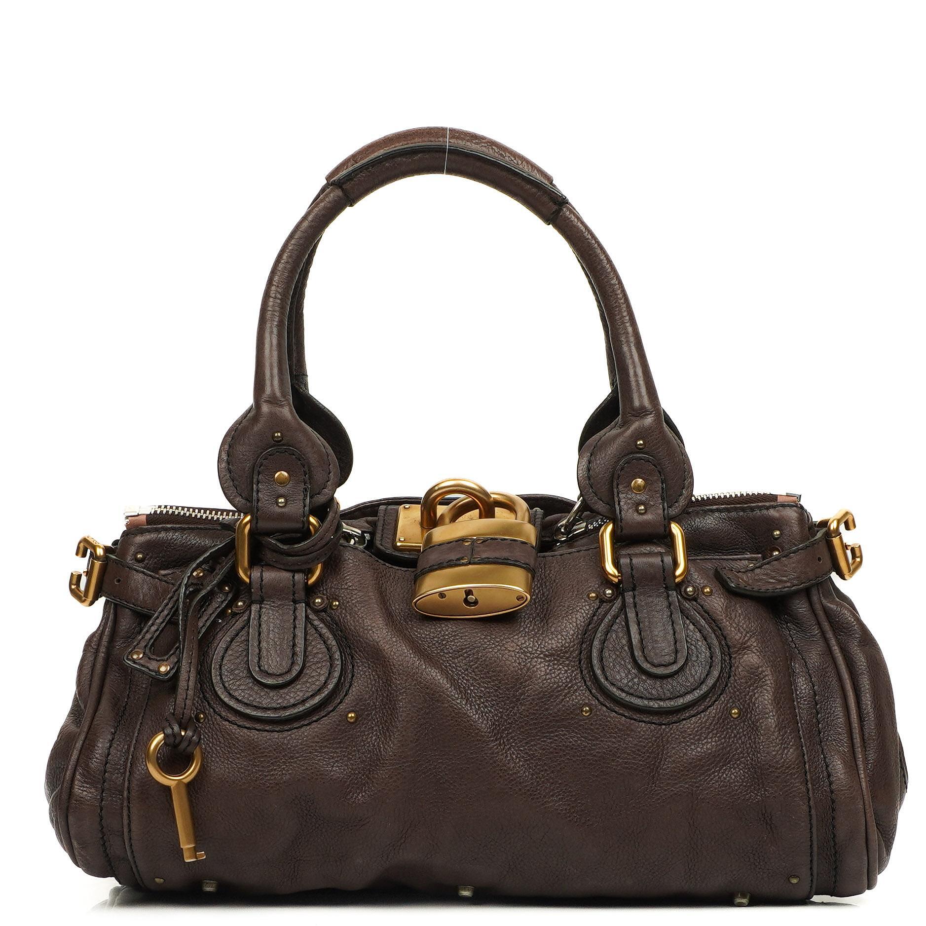 Chloe Paddington Calfskin Satchel Bag Dark Brown