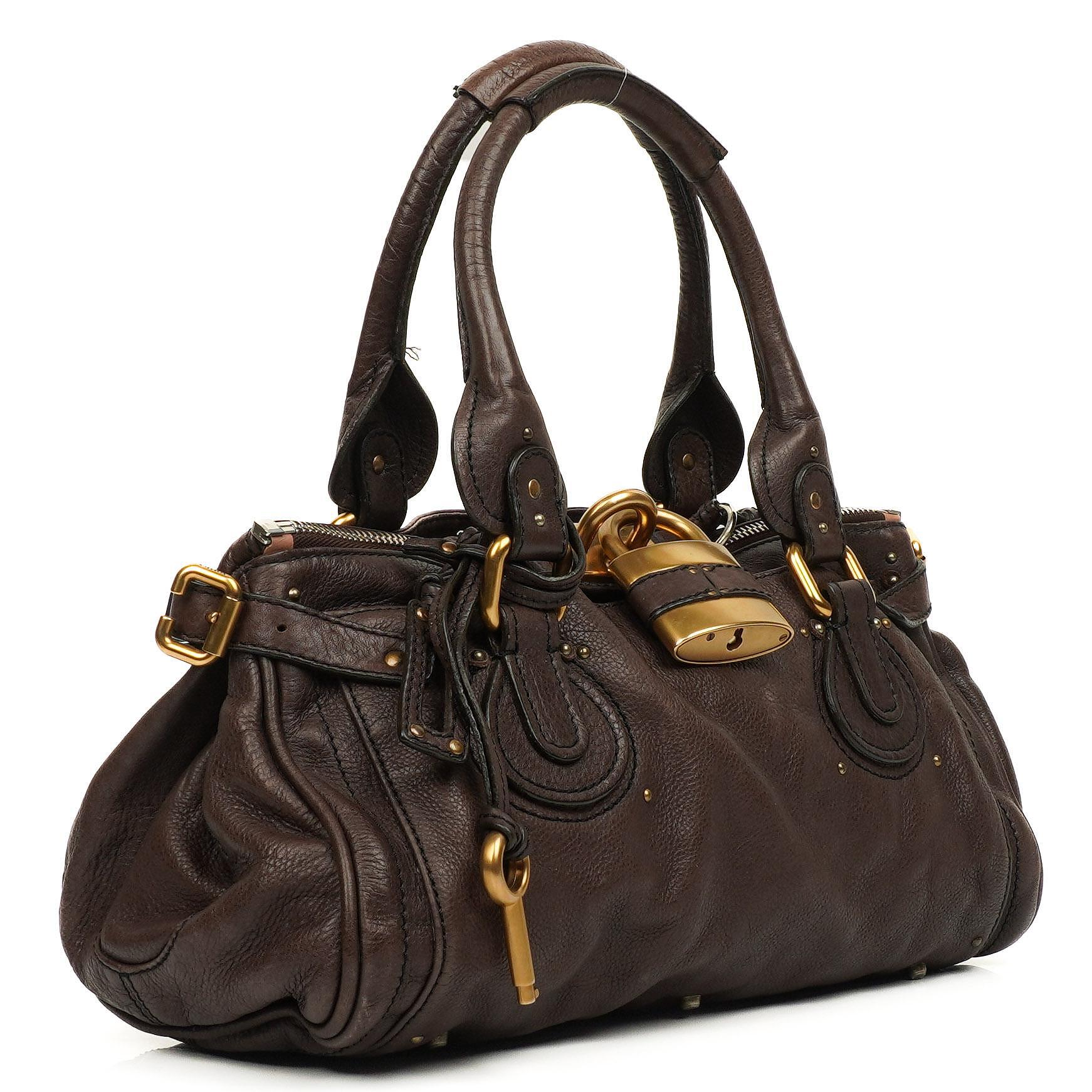 Chloe Paddington Calfskin Satchel Bag Dark Brown