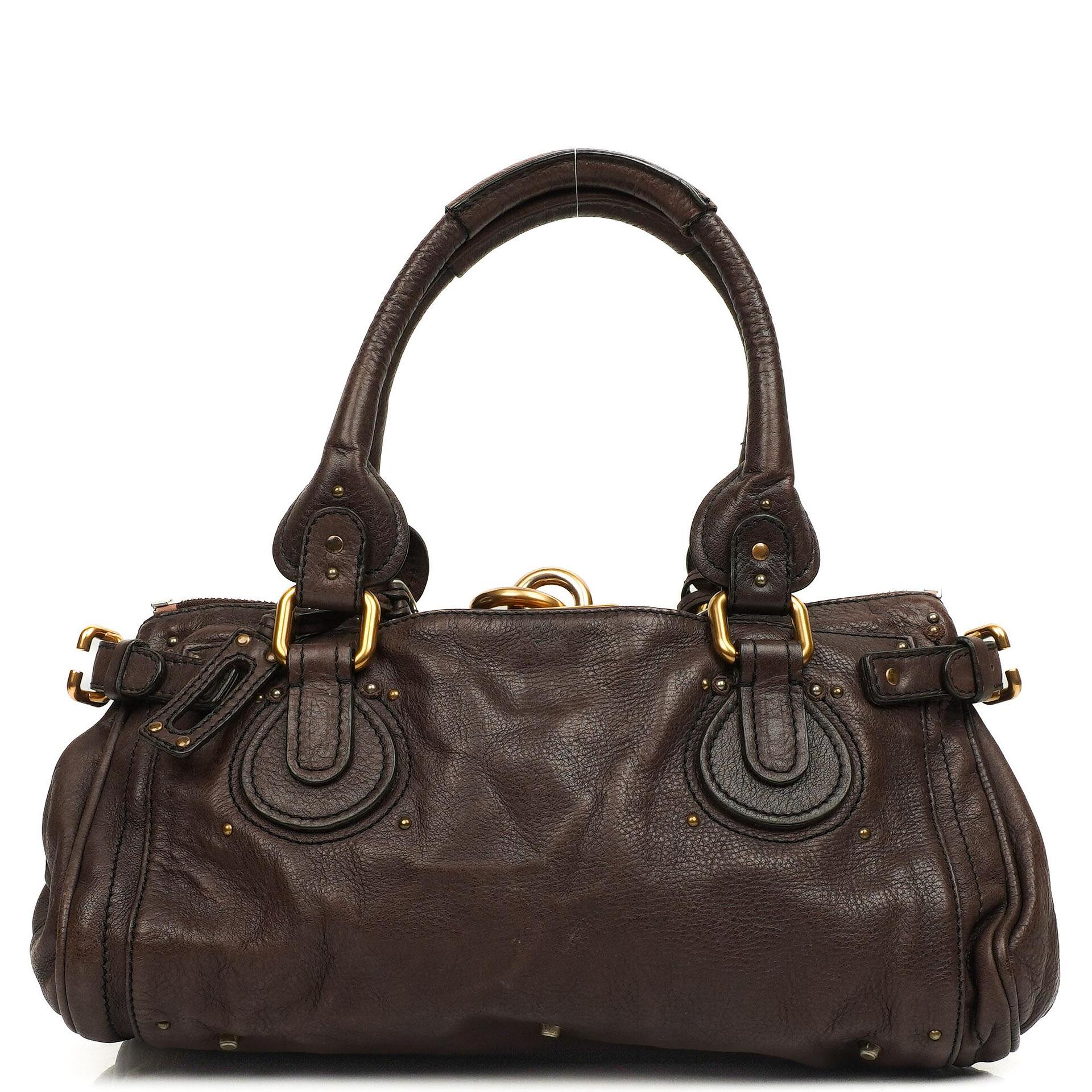 Chloe Paddington Calfskin Satchel Bag Dark Brown