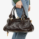 Chloe Paddington Dark Brown Patent Leather Satchel Bag