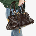 Chloe Paddington Dark Brown Patent Leather Satchel Bag
