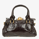 Chloe Paddington Dark Brown Patent Leather Satchel Bag