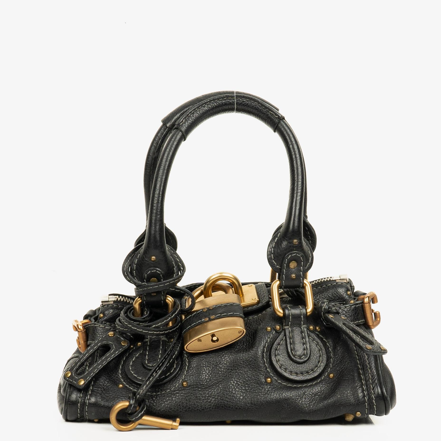 Chloe Paddington Small Black Calfskin Satchel Bag