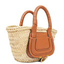 Chloe Raffia Mini Marcie Grain Calfskin Tan Basket