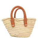 Chloe Raffia Mini Marcie Grain Calfskin Tan Basket