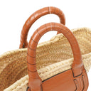 Chloe Raffia Mini Marcie Grain Calfskin Tan Basket