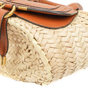 Chloe Raffia Mini Marcie Grain Calfskin Tan Basket