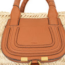 Chloe Raffia Mini Marcie Grain Calfskin Tan Basket