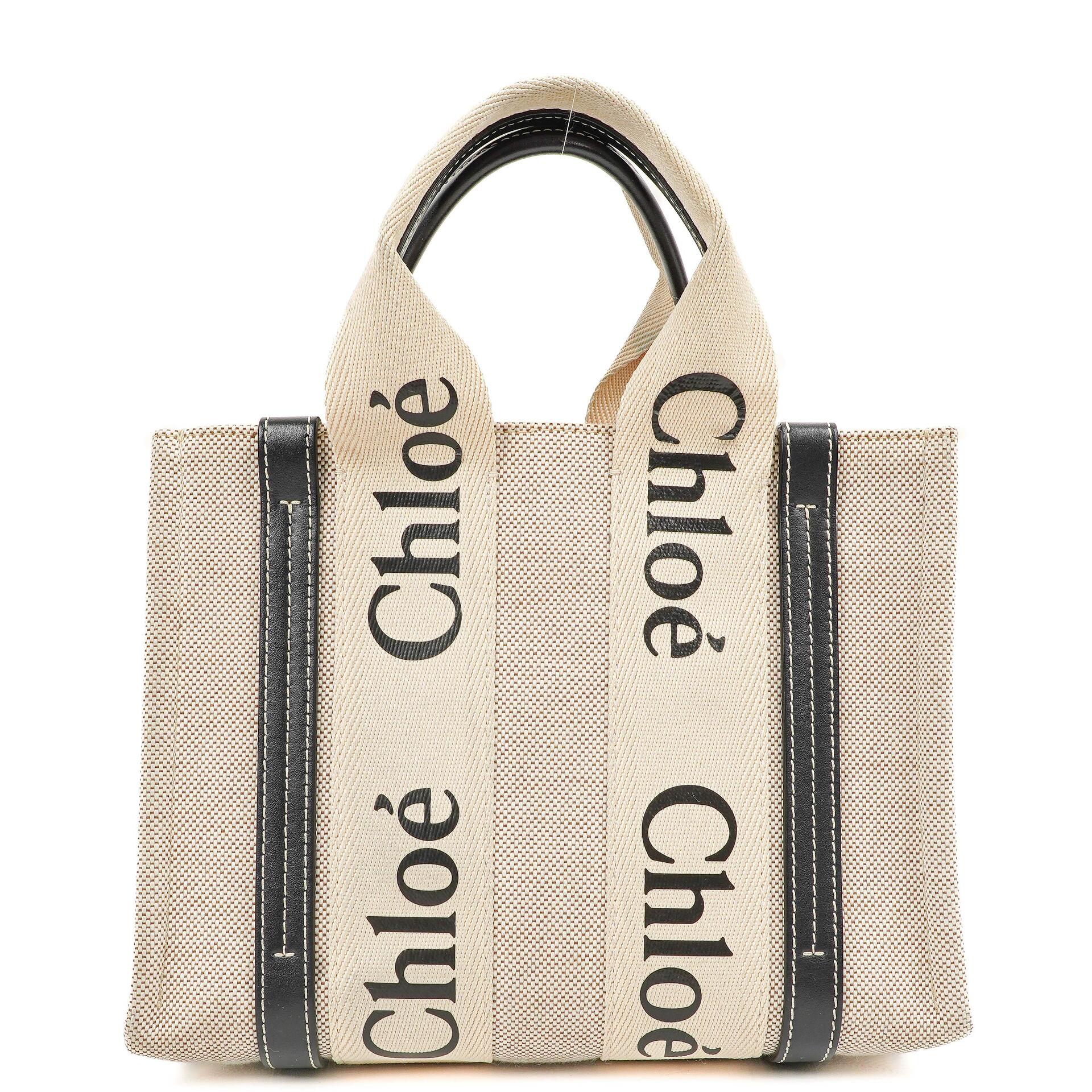 Chloe Small Woody linen Tote Bag