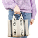 Chloe Small Woody linen Tote Bag