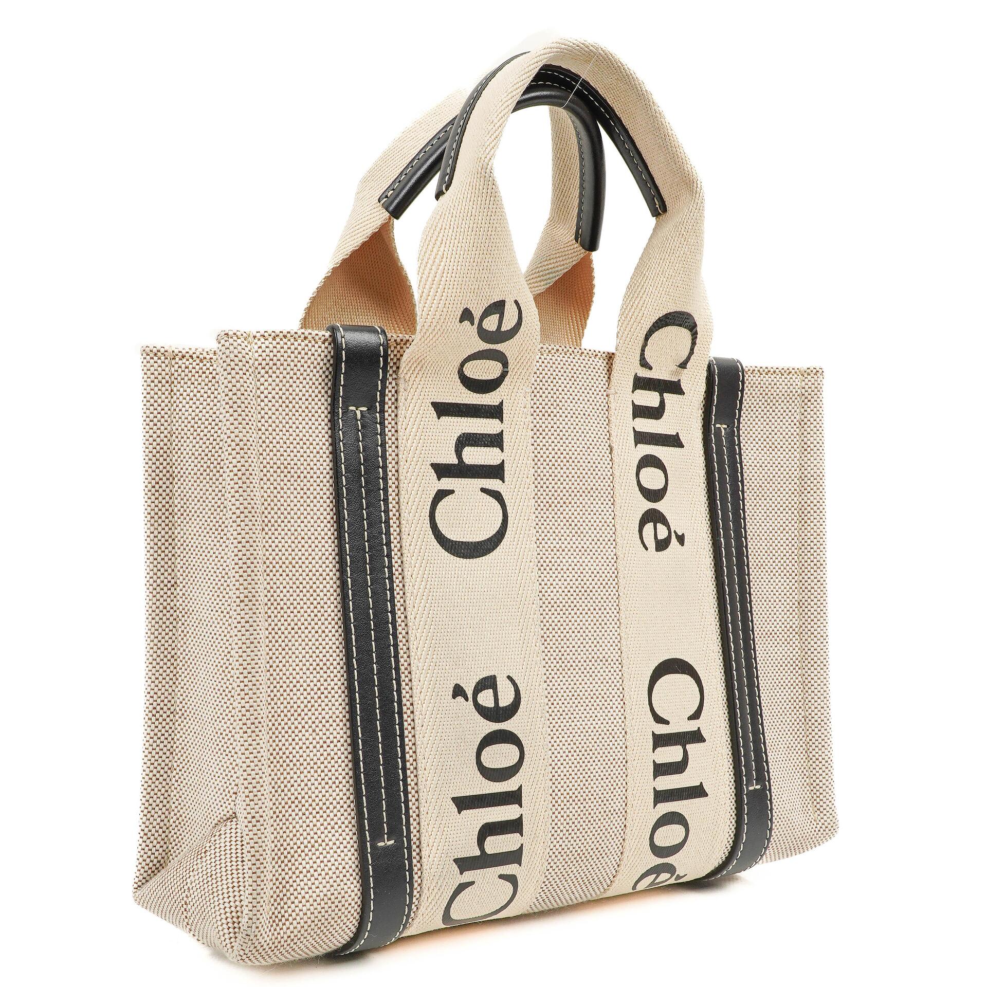 Chloe Small Woody linen Tote Bag