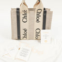 Chloe Small Woody linen Tote Bag