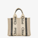 Chloe Small Woody linen Tote Bag