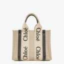 Chloe Small Woody linen Tote Bag