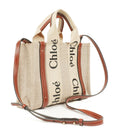 Chloe Small Woody linen Tote Bag Brown