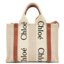 Chloe Small Woody linen Tote Bag Brown
