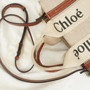 Chloe Small Woody linen Tote Bag Brown