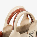 Chloe Small Woody Linen Tote Bag Brown