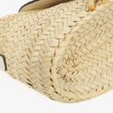 Chloe White/Beige Woven Raffia and Leather Small Marcie Basket Bag