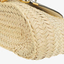 Chloe White/Beige Woven Raffia and Leather Small Marcie Basket Bag