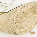 Chloe White/Beige Woven Raffia and Leather Small Marcie Basket Bag