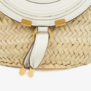 Chloe White/Beige Woven Raffia and Leather Small Marcie Basket Bag