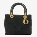 Christian Dior Black Cannage Quilted Suede Leather Lady Dior Bag