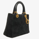 Christian Dior Black Cannage Quilted Suede Leather Lady Dior Bag