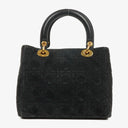 Christian Dior Black Cannage Quilted Suede Leather Lady Dior Bag
